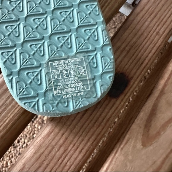 Roxy Women's Lumina Lite Turquoise Blue Silver Flip Flops Thongs 8 Sandals - Picture 7 of 8